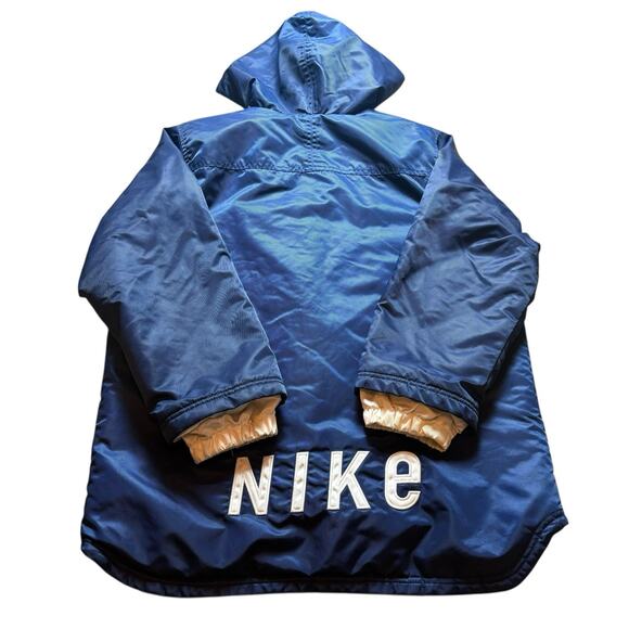 Vintage Nike Puffer Jacket Kids Medium (10-12) Blue Logo Winter Coat 90s Swoosh - Picture 2 of 6